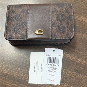 Coach Maple Brown Leather Signature leather case case wallet snap essential slim